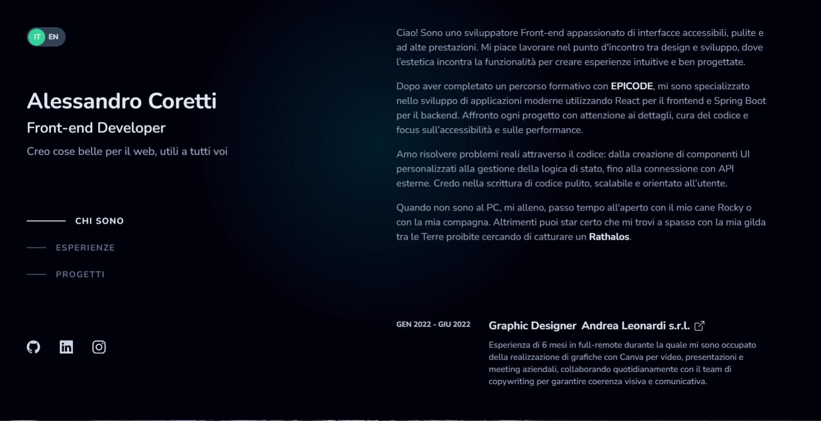 PORTFOLIO 1.0, PORTFOLIO PERSONALE